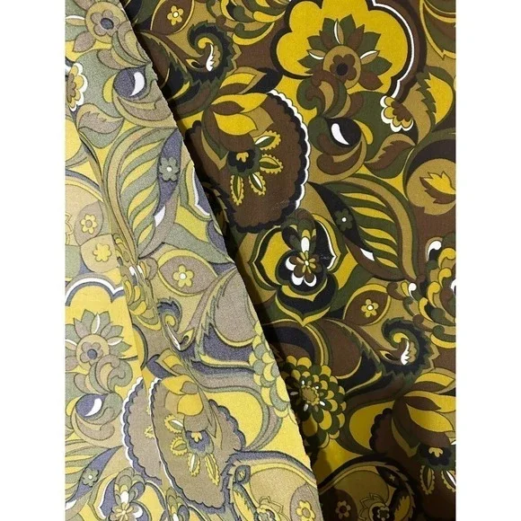 Vintage Blends Inc green and brown floral polyester fabric - Picture 8 of 8